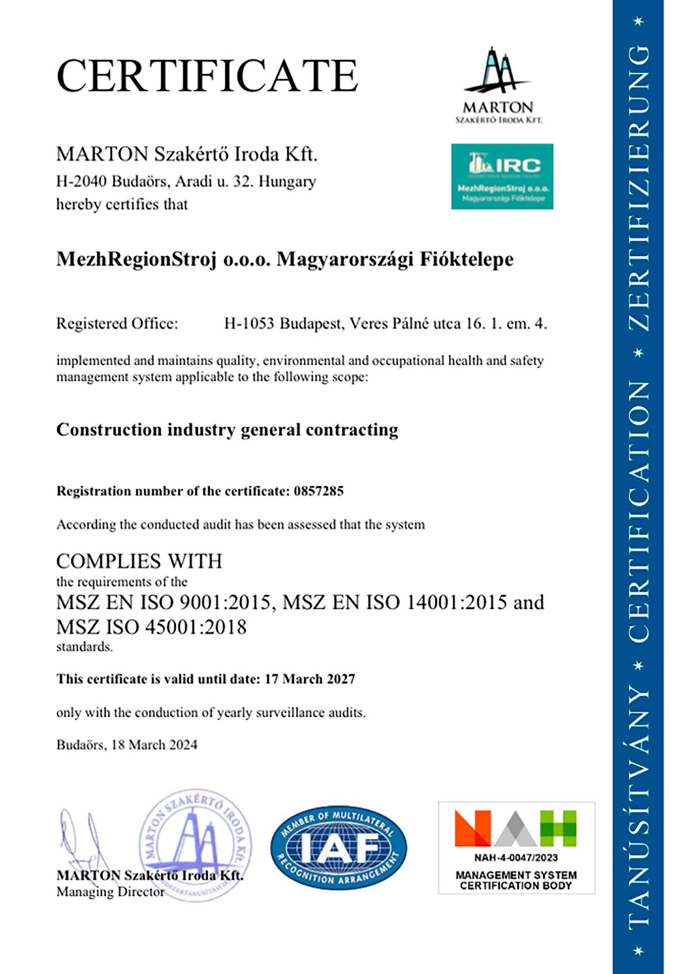 ISO 14001:2015, 45001:2018